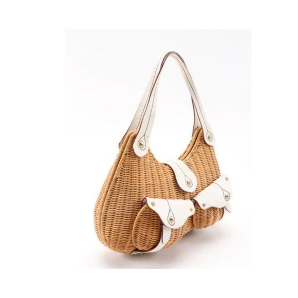 Savoy wicker and leather handbag - Picture 7 of 8